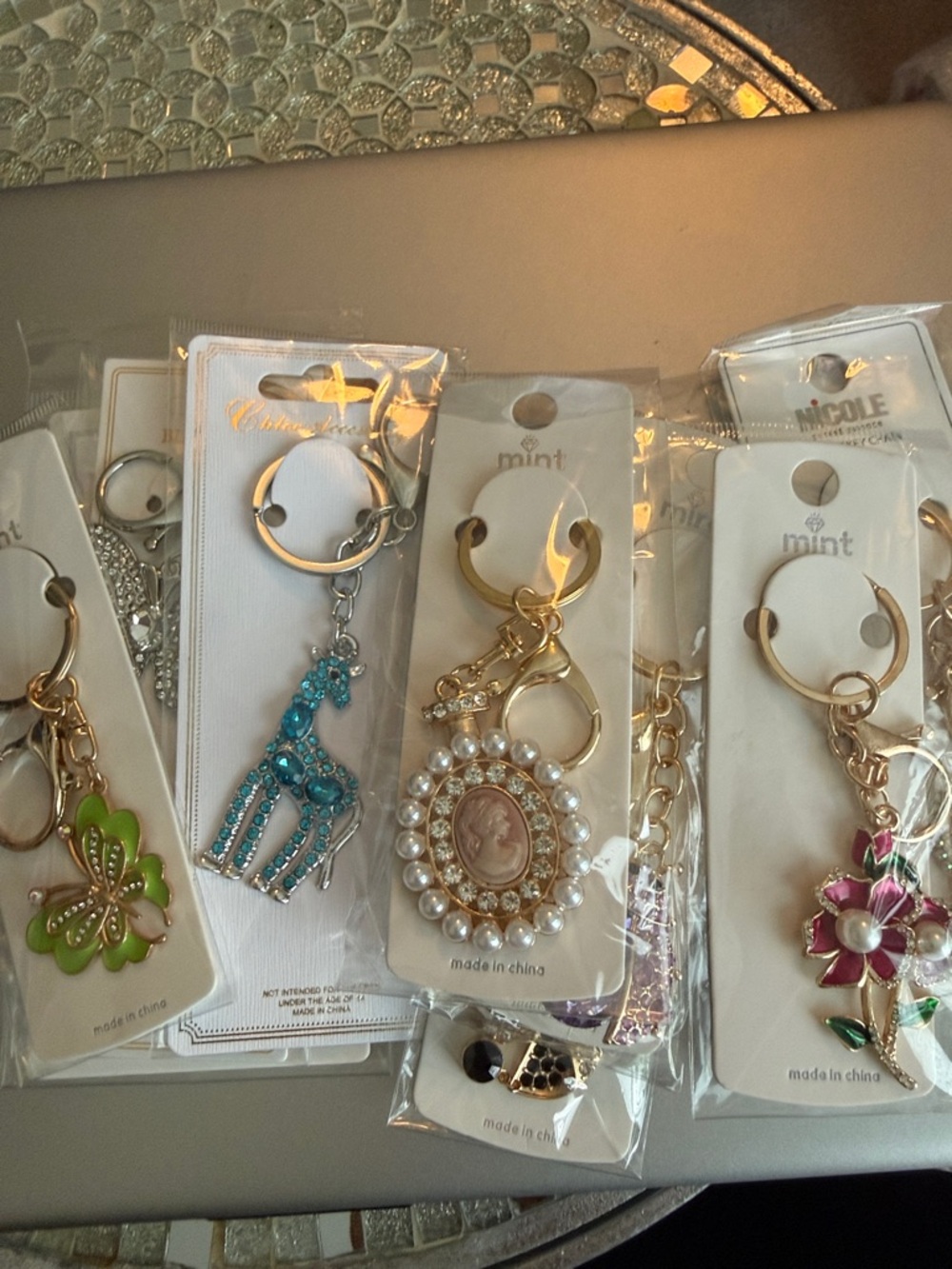 12 Pack Gold & Silver Tone Variety Keychains